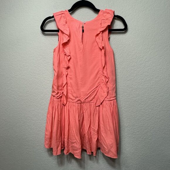 NEW Peek Coral Sleeveless Drop Waist Dress Girl's Size 8 Lined Ruffle Eyelet - Picture 2 of 15